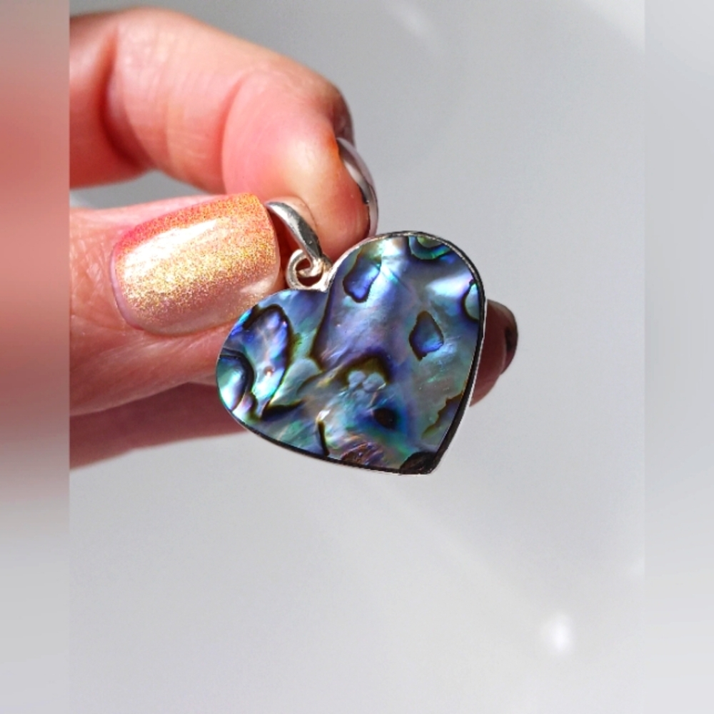 Abalone Heart Pendant in 925 Sterling Silver, NWOT